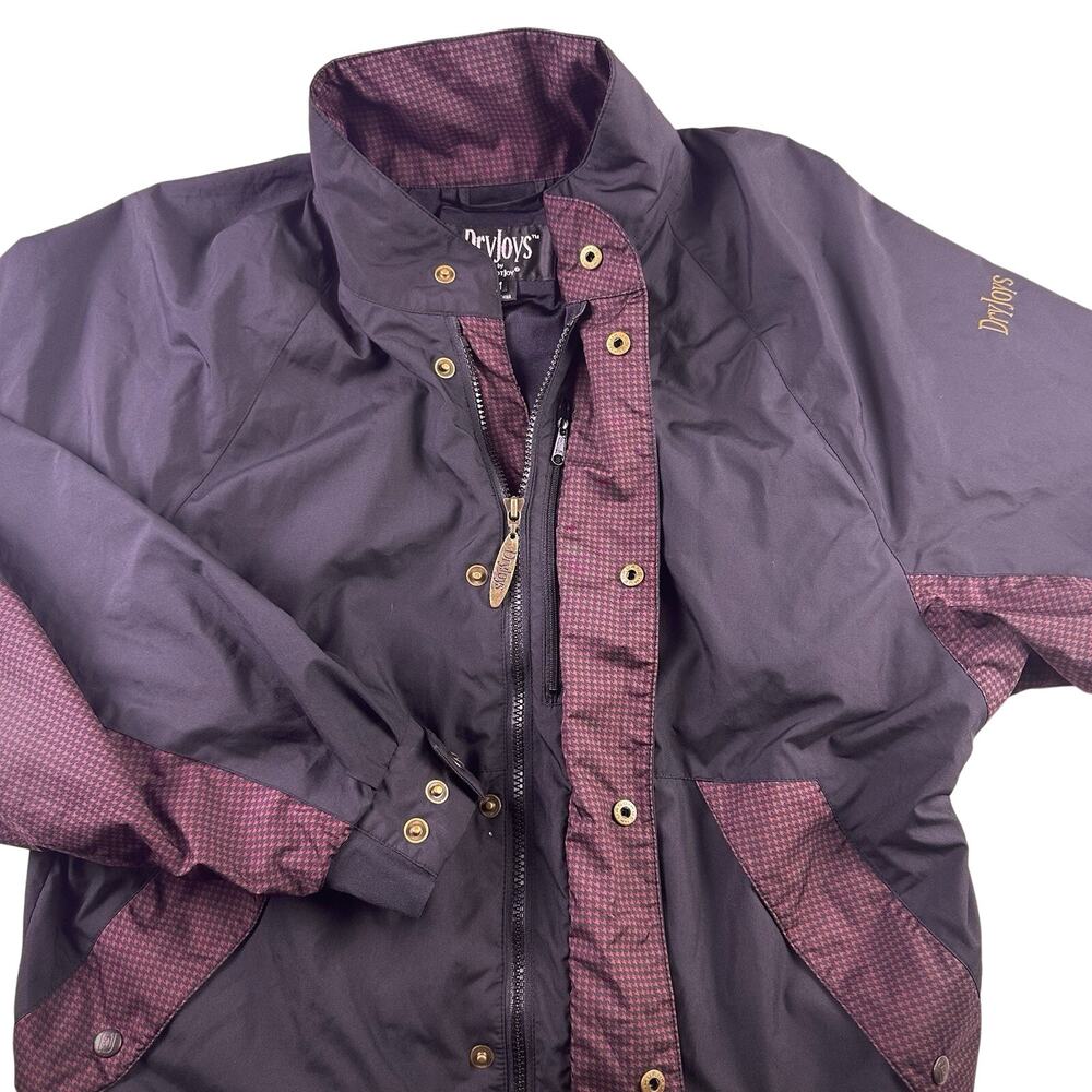 DryJoys FootJoy Golf Jacket Mens‎ Medium FJ Full Zip Houndstooth Rain Wind